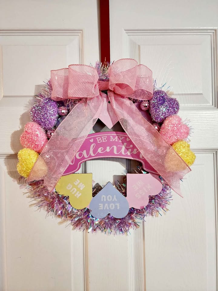 Candy Hearts Valentine's Day Wreath
